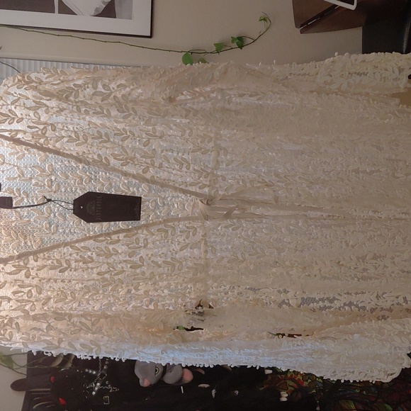 DISTURBIA UK20 US16 EVANGELINE LACE KIMONO CREAM SHEER FOLIAGE - Picture 10 of 13